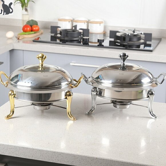 SOGA Gold Stainless Steel Round Chafing Dish – Buffet Food Warmer & Catering Ser - Picture 7 of 14